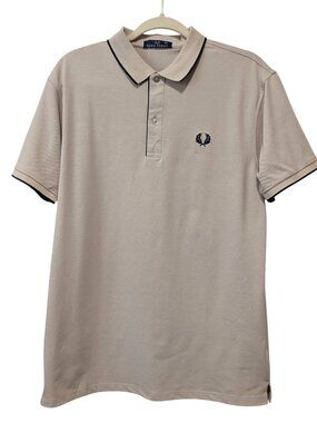 Fred Perry Mens NWT Size XL Beige Oatmeal Short Sleeve 100% Cotton Polo Shirt